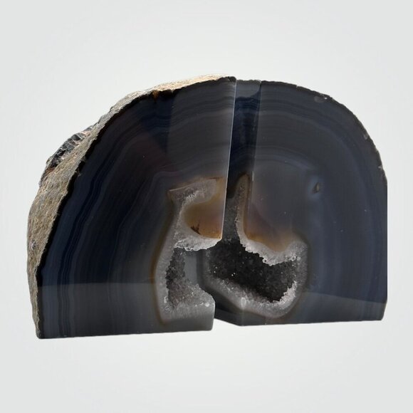 Agate Crystal Bookends w/ Geode Center, Natural Stone, Bookshelf, 6+ lbs. (FA) - Picture 16 of 16